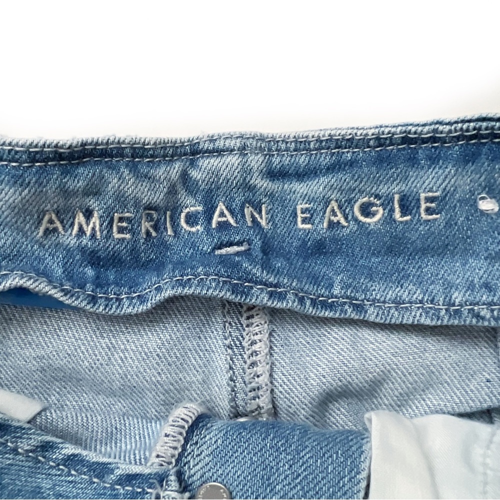American Eagle High Rise Paper Bag Waist Button Fly Cotton Denim Shorts … - Picture 7 of 12